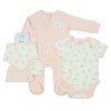 J13908: Baby Pink Ditsy Floral Waffle Fabric 5 Piece Net Bag Gift Set (0-9 Months)